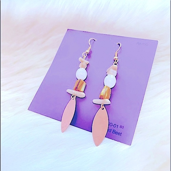 *Pretty Handmade Dangles w/Natural Healing Stones•Rose Gold•Charm•Hook Earring - Picture 7 of 16